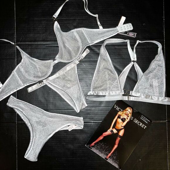 Victoria's Secret unlined 32D BRA SET+M bralette+XS itsy panty